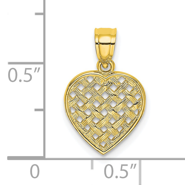 10K Cut-Out Textured Woven Heart Charm