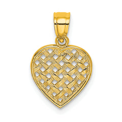 10K Cut-Out Textured Woven Heart Charm