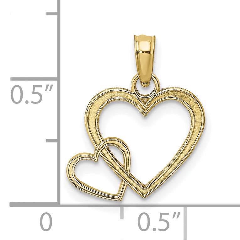 10K Flat Two Hearts Intertwined Charm