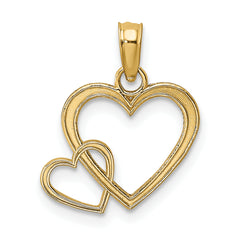 10K Flat Two Hearts Intertwined Charm