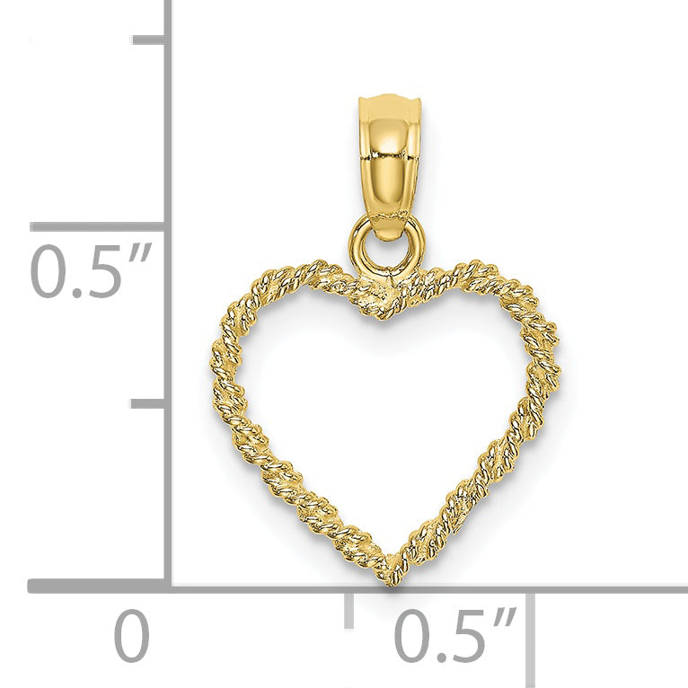 10K 3-D Rope Heart Charm