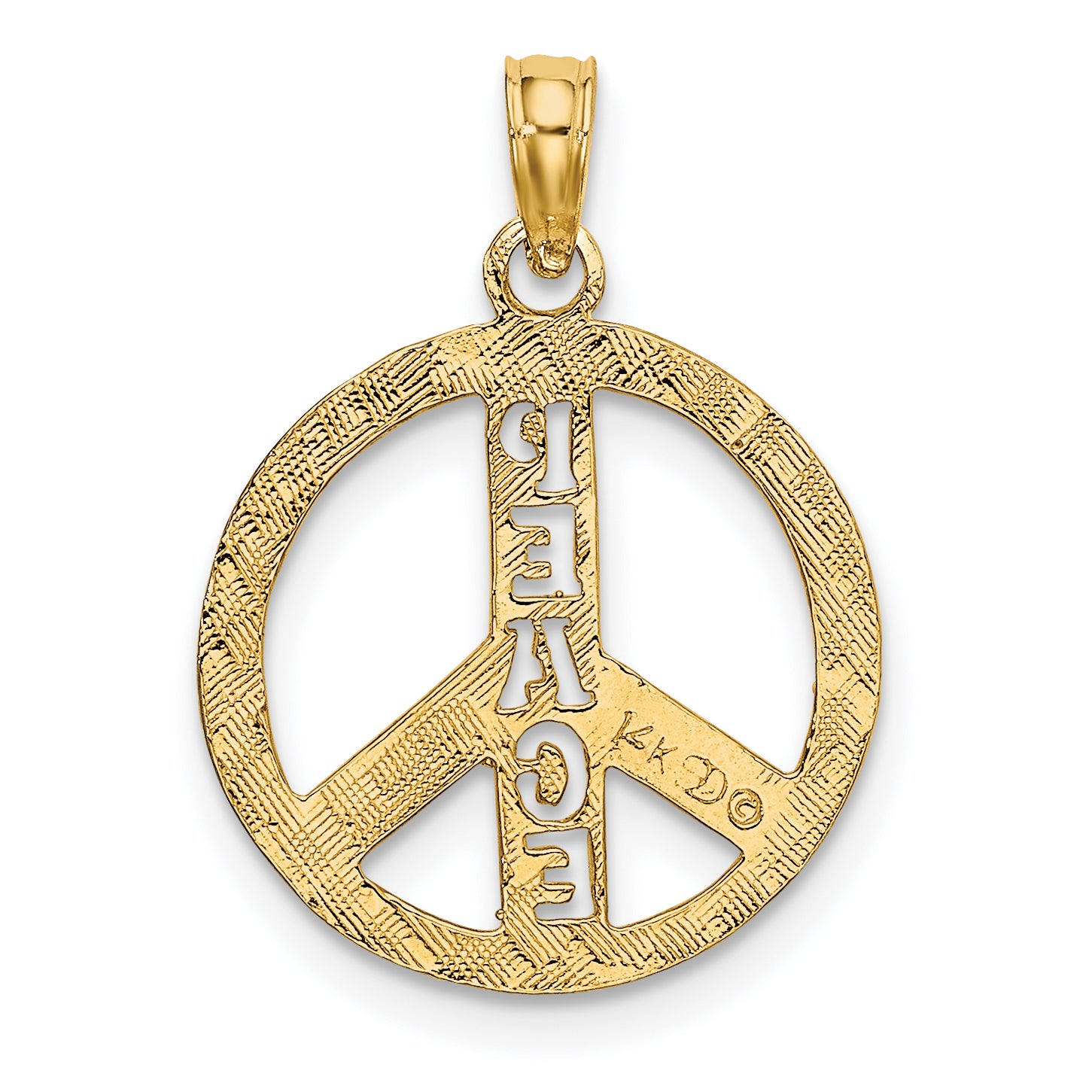 10K Flat Textured Peace Sign Charm