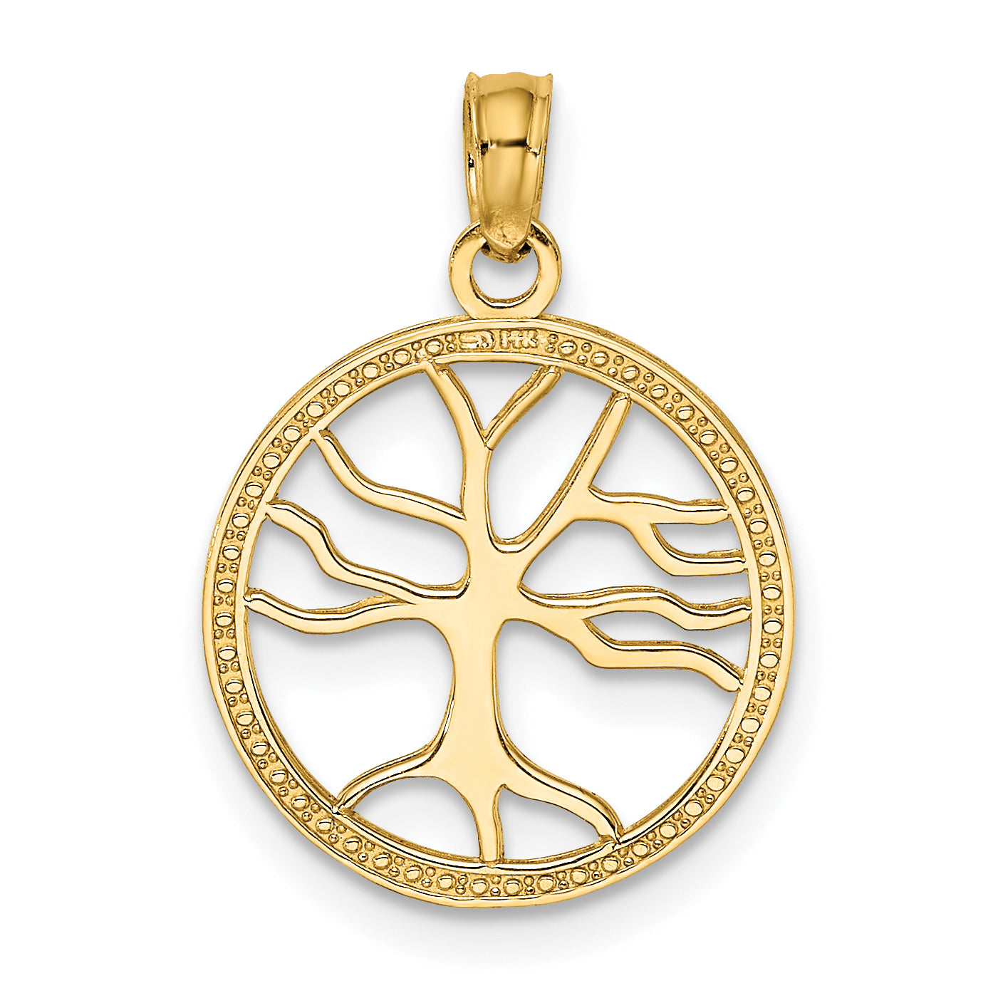 10K  Small Tree Of Life In Round Frame Charm