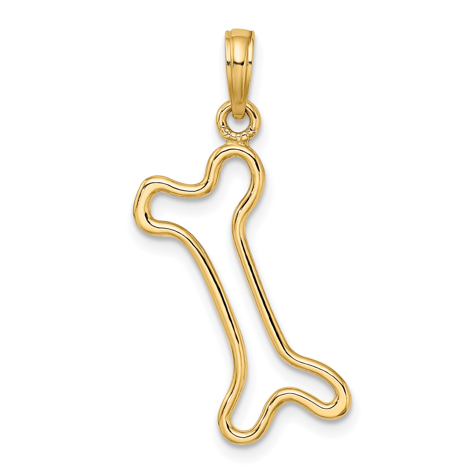 10K Cut-Out  Polished Dog Bone Charm