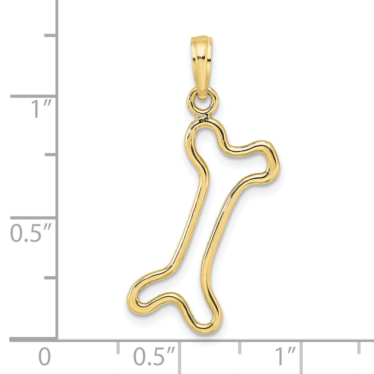 10K Cut-Out  Polished Dog Bone Charm