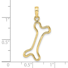 10K Cut-Out  Polished Dog Bone Charm