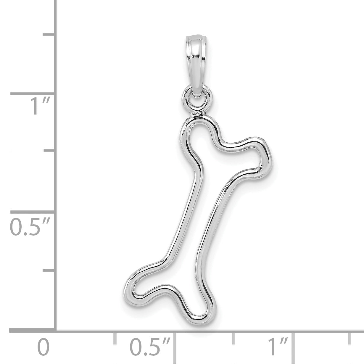 10K White Gold Cut-Out  Polished Dog Bone Charm