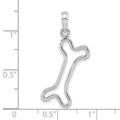 10K White Gold Cut-Out  Polished Dog Bone Charm