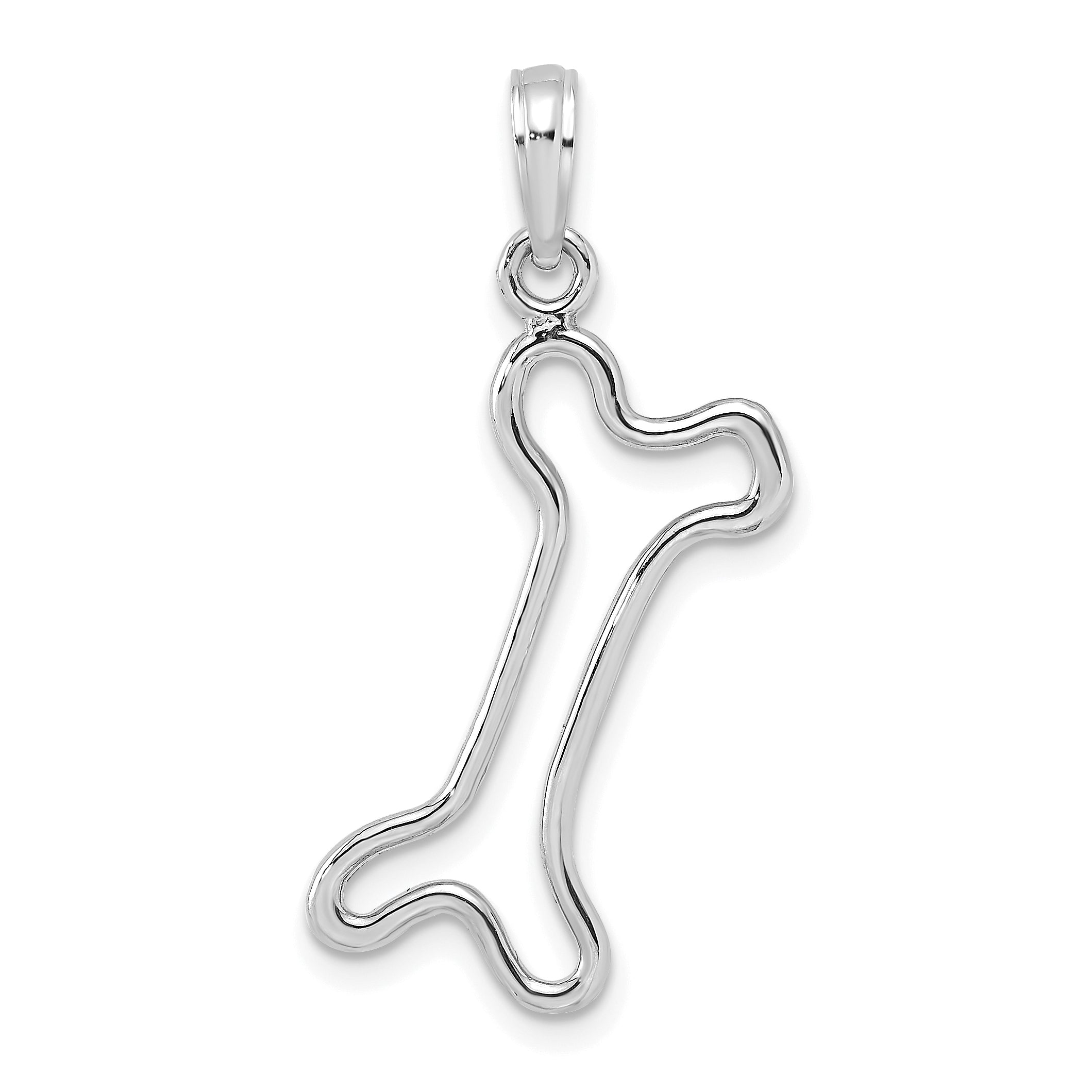 10K White Gold Cut-Out  Polished Dog Bone Charm