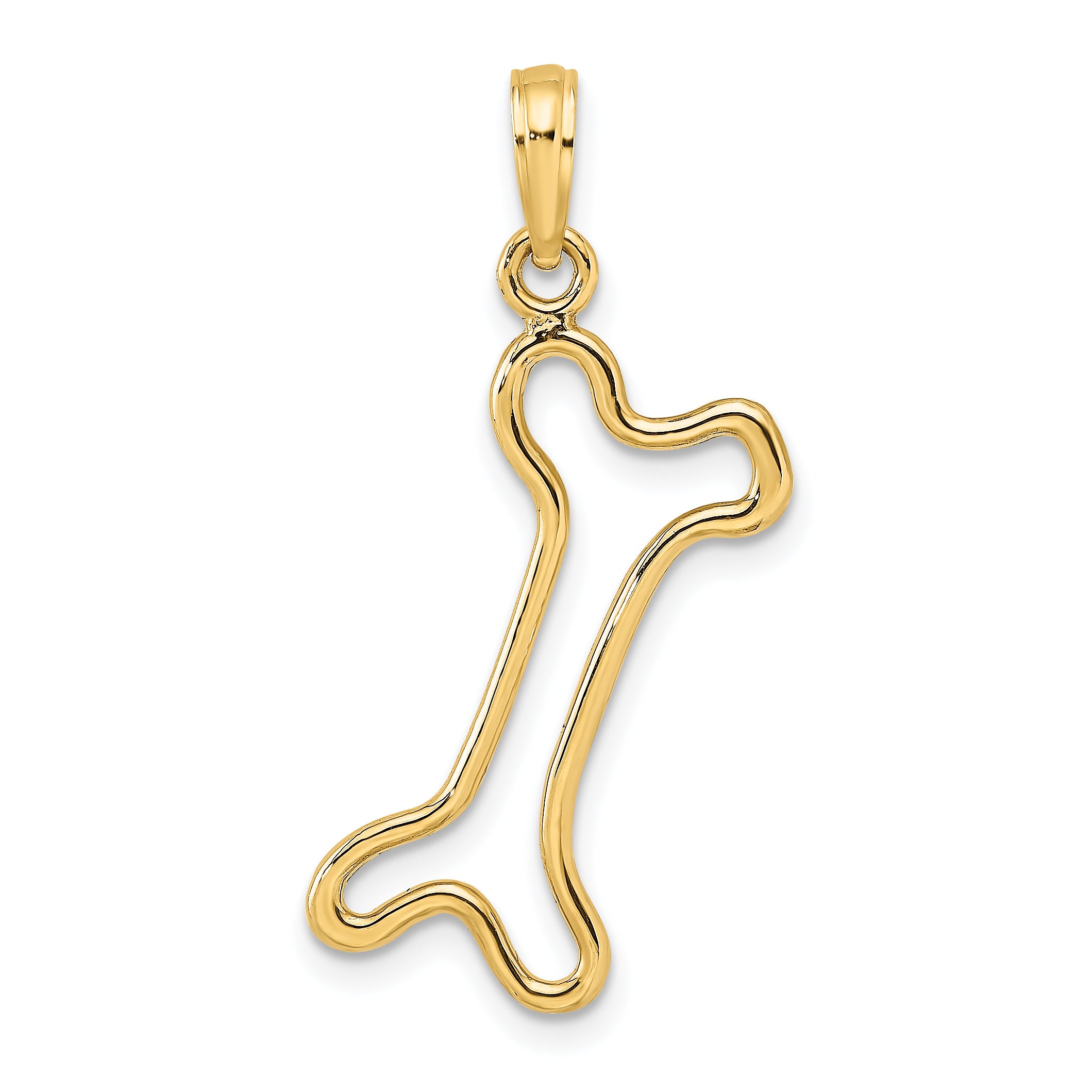 10K Cut-Out  Polished Dog Bone Charm