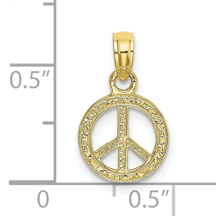 10K Flat and Textured Mini Peace Sign Charm