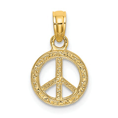 10K Flat and Textured Mini Peace Sign Charm