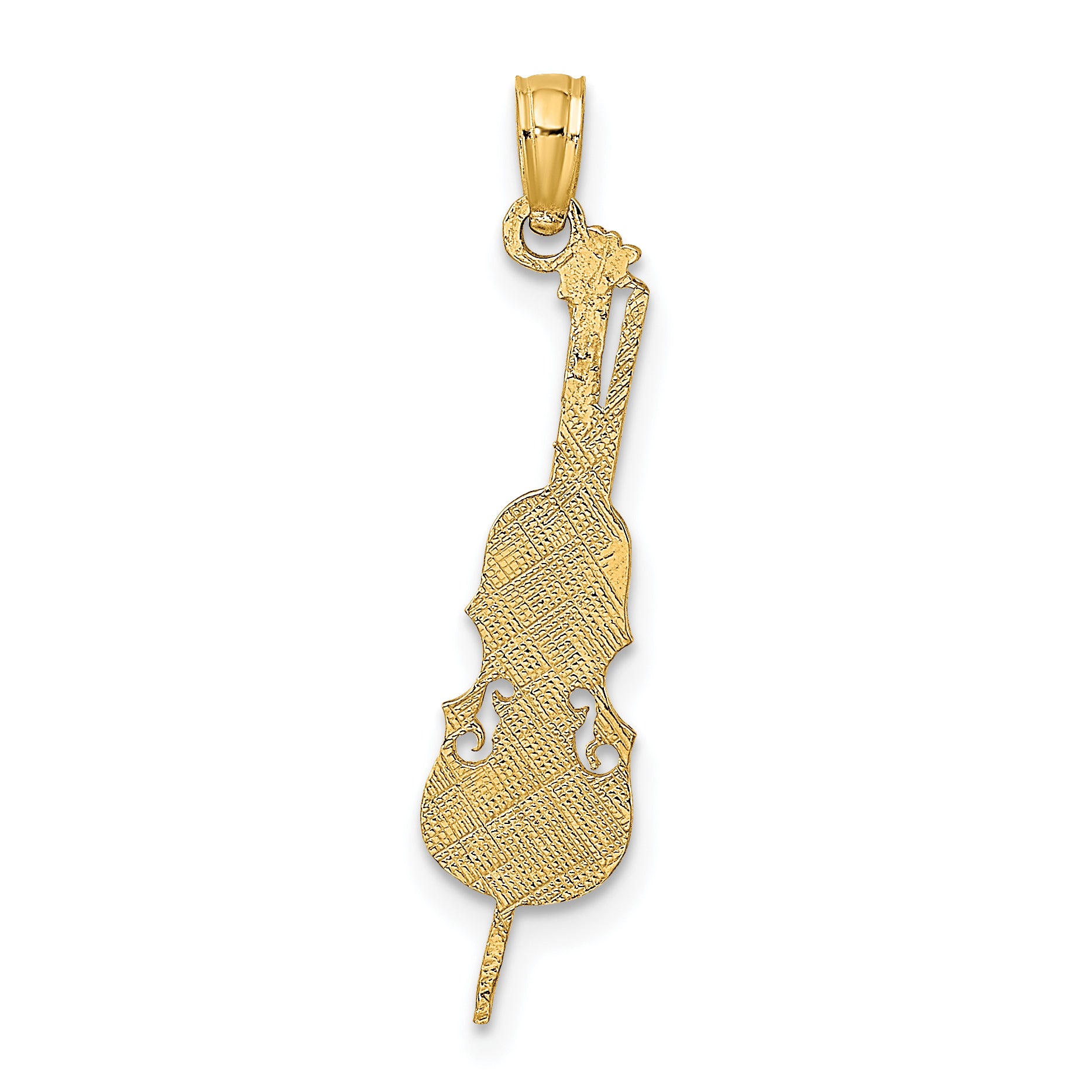 10K Polished Engraved Upright Bass Charm