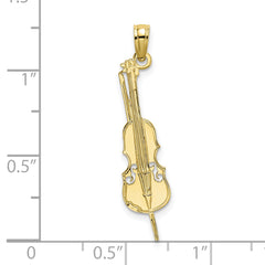 10K Polished Engraved Upright Bass Charm