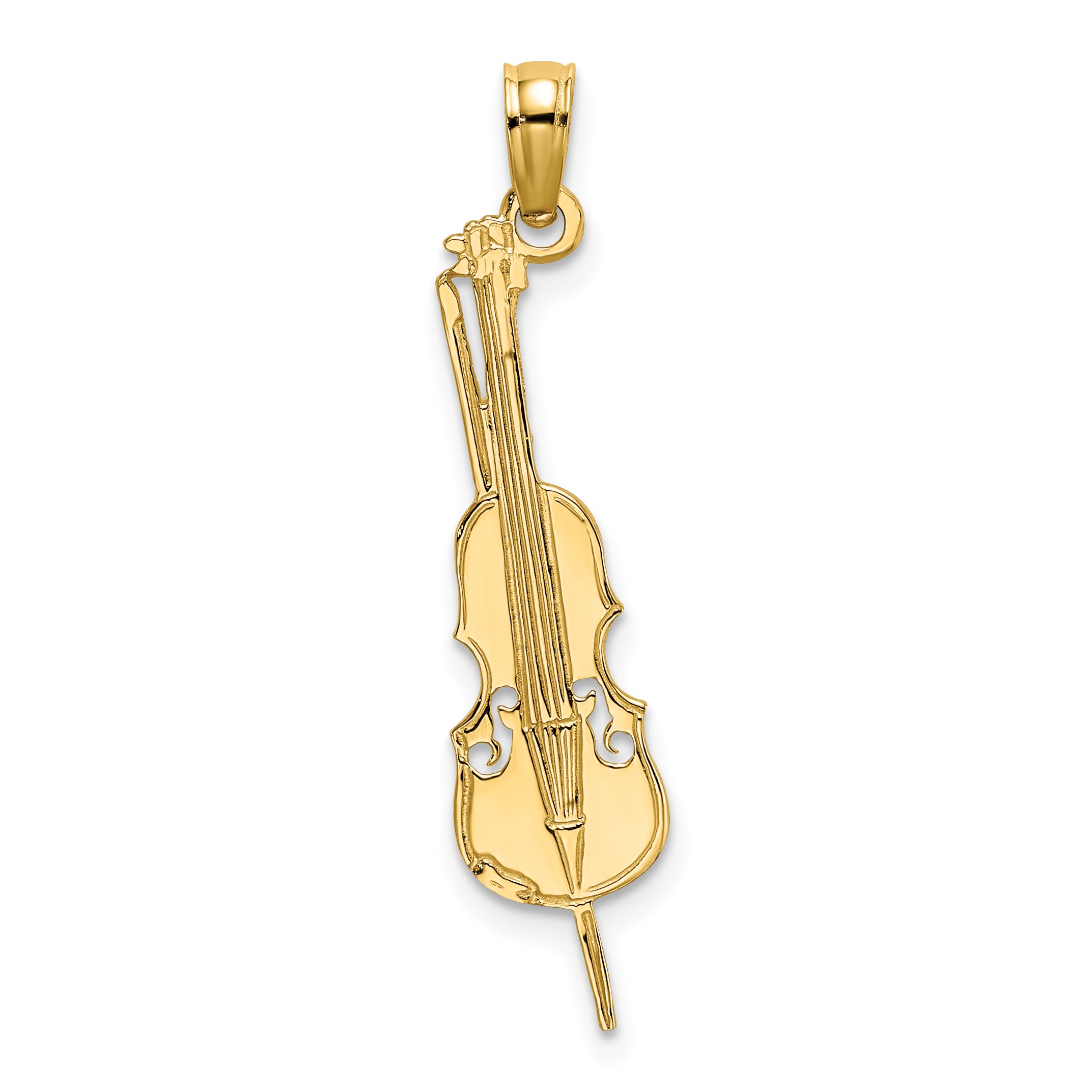 10K Polished Engraved Upright Bass Charm