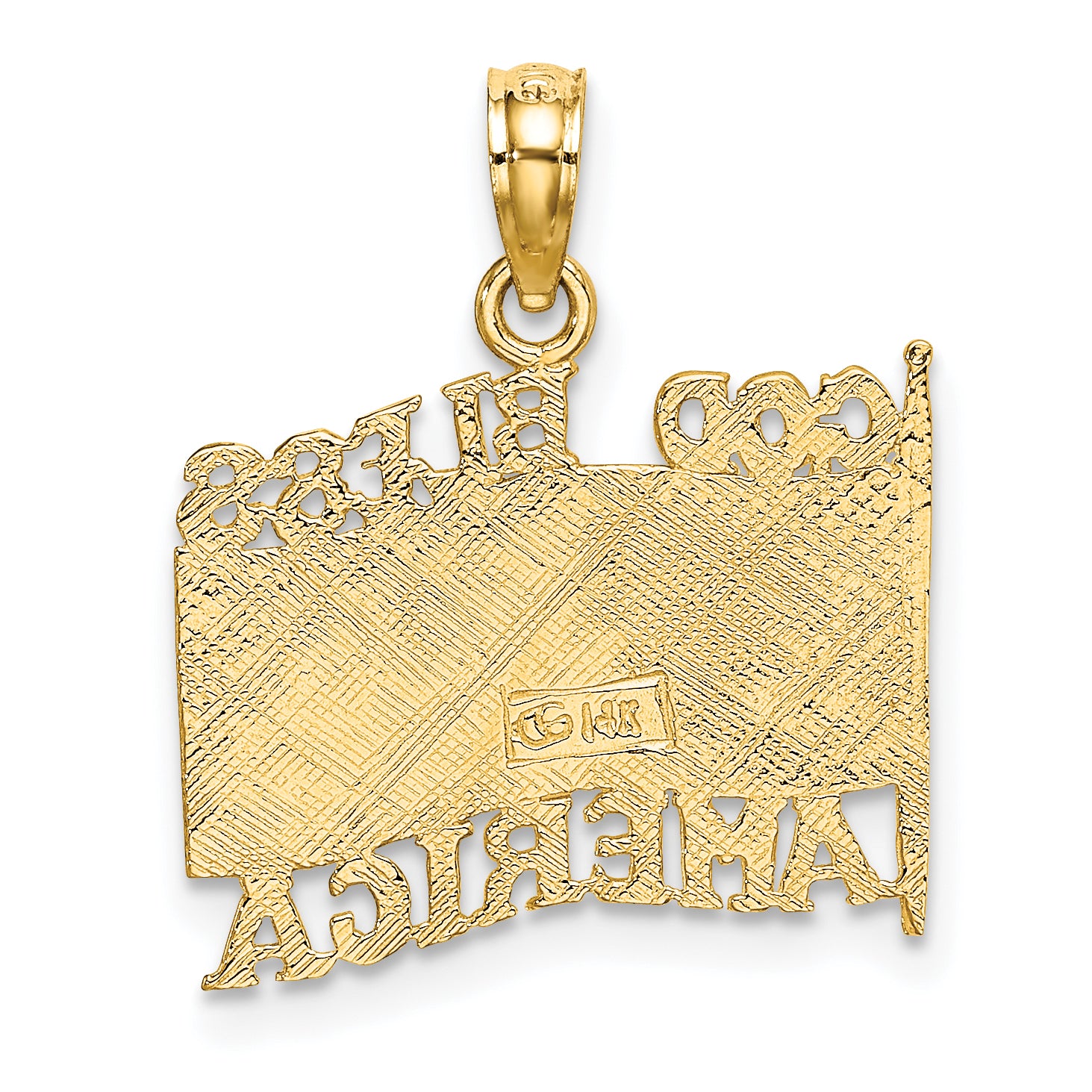 10K Polished Textured God Bless America w/ Flag Charm