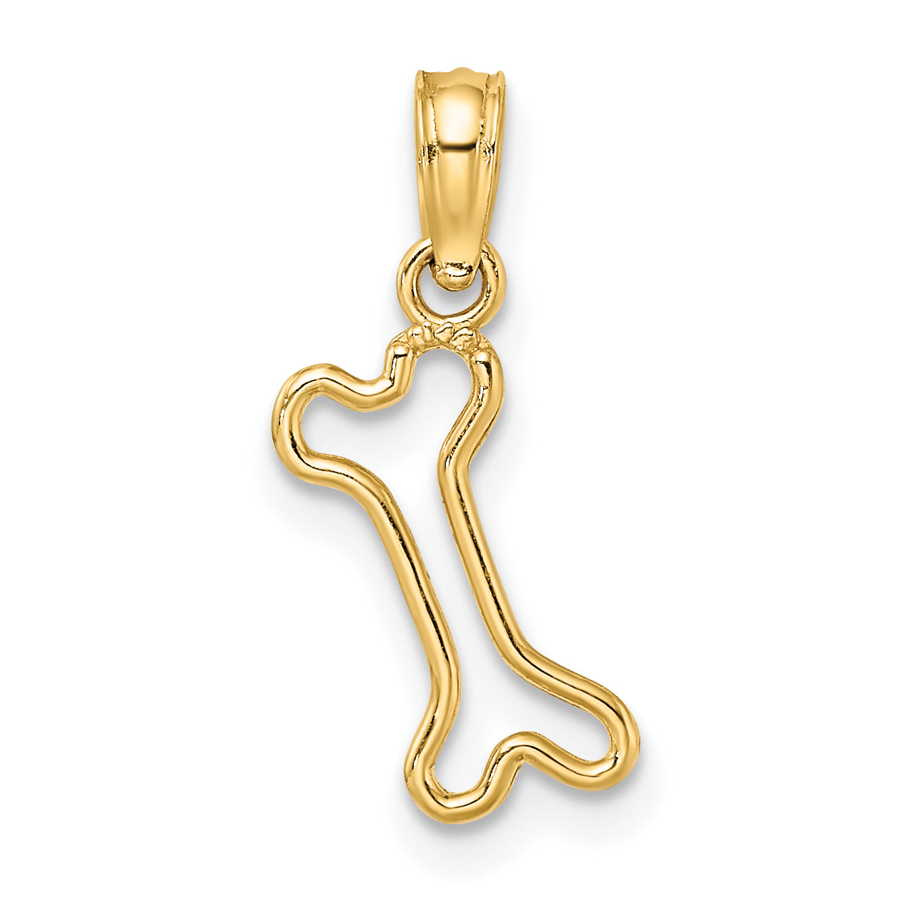 10K Cut-Out  Polished Mini Dog Bone Charm