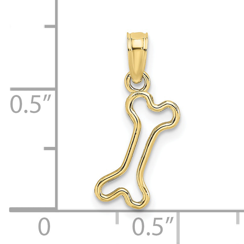 10K Cut-Out  Polished Mini Dog Bone Charm