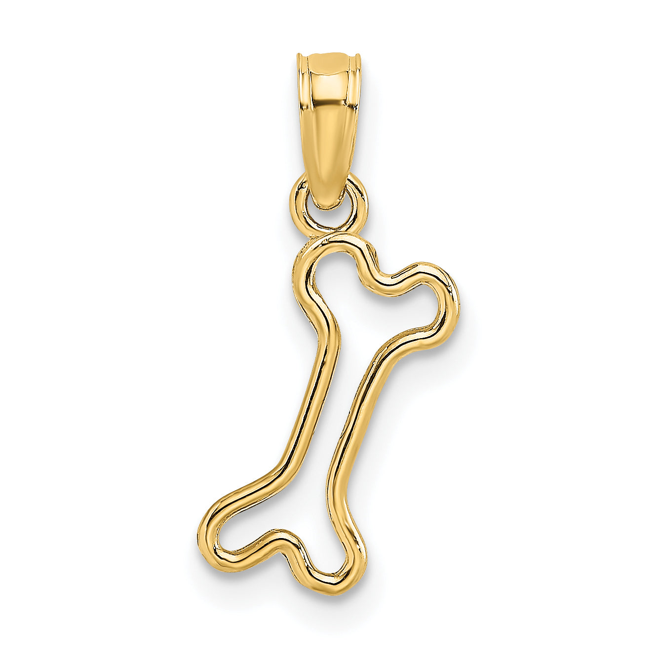 10K Cut-Out  Polished Mini Dog Bone Charm