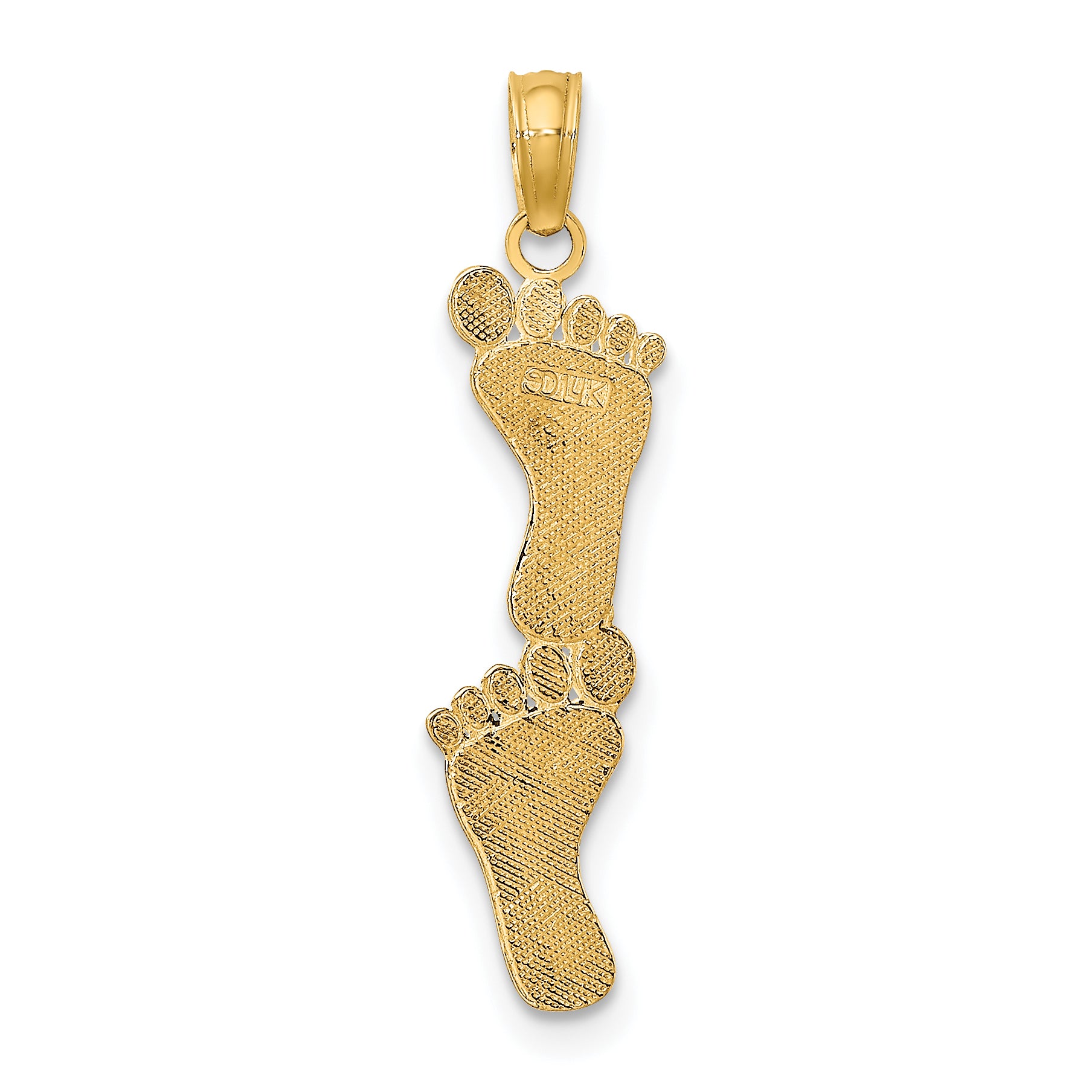 10K Polished Double Vertical Feet Charm