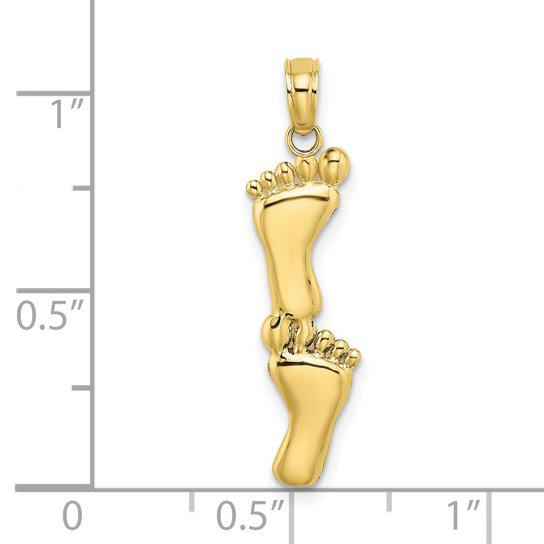 10K Polished Double Vertical Feet Charm