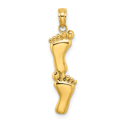 10K Polished Double Vertical Feet Charm