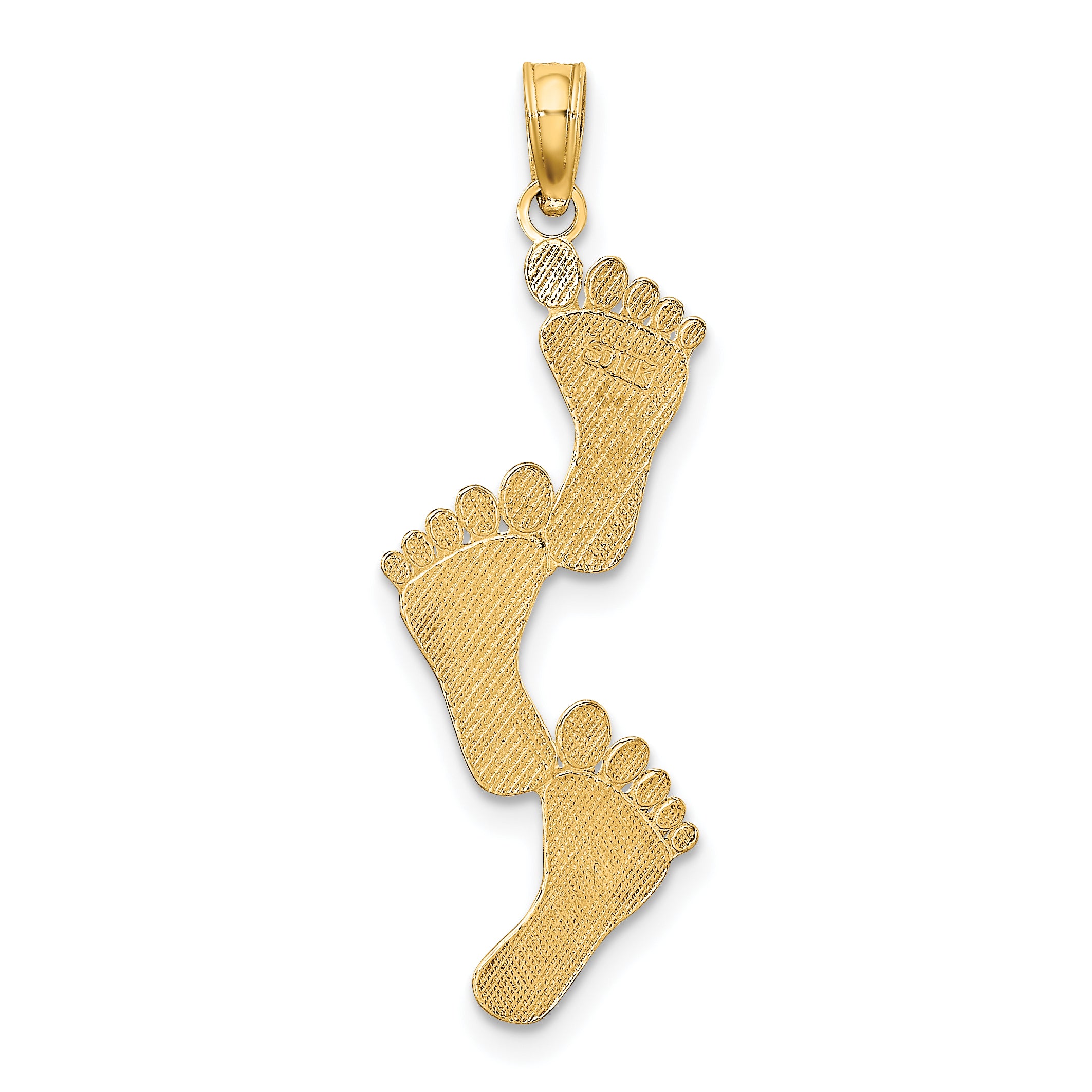 10K Polished Triple Vertical Feet Charm