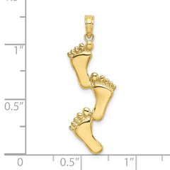 10K Polished Triple Vertical Feet Charm