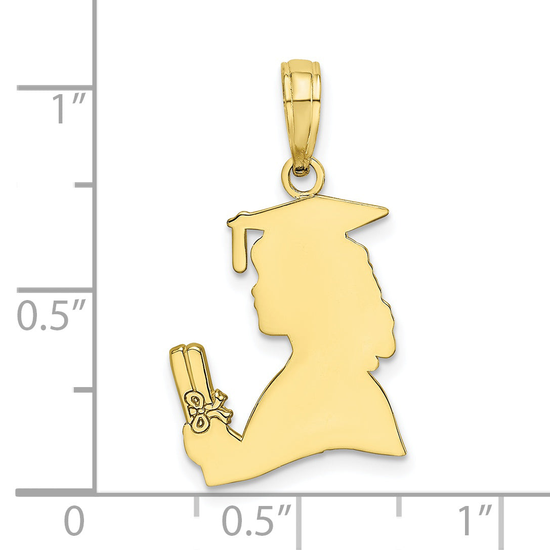 10k Polished Female Graduation Profile Charm