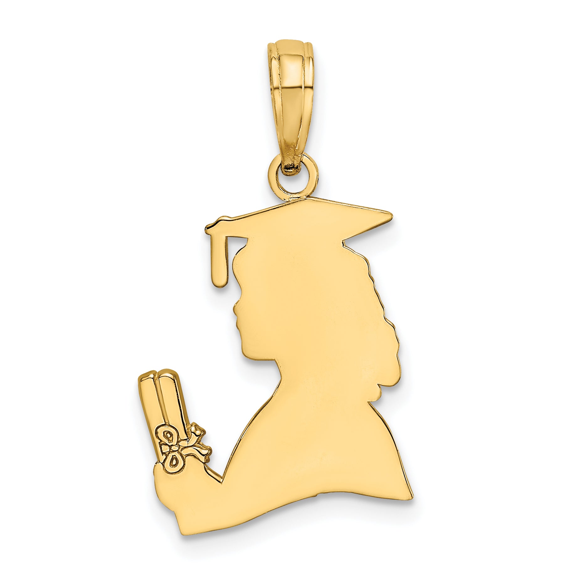 10k Polished Female Graduation Profile Charm