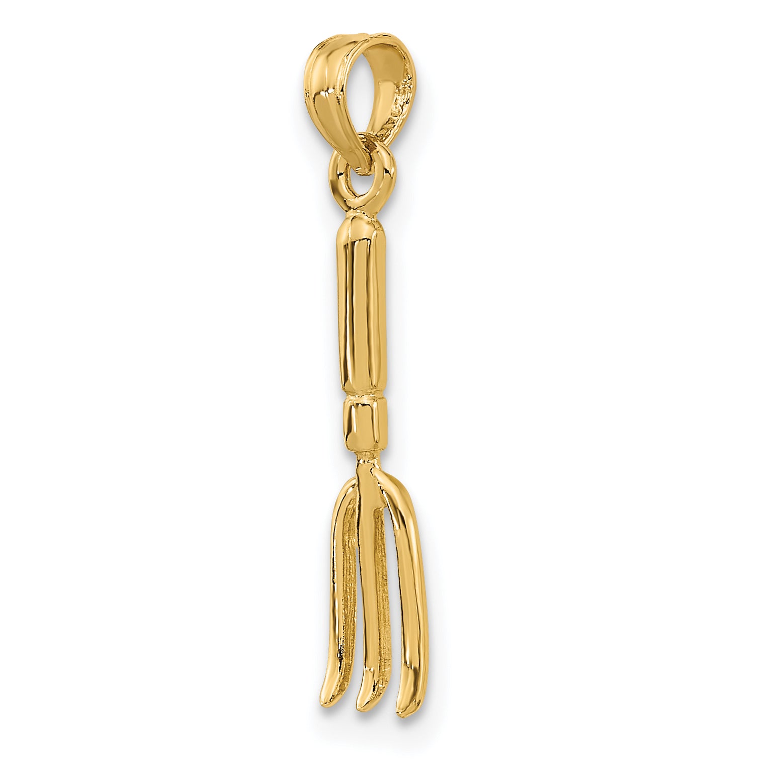 10K 3-D  Fork Garden Tool Charm