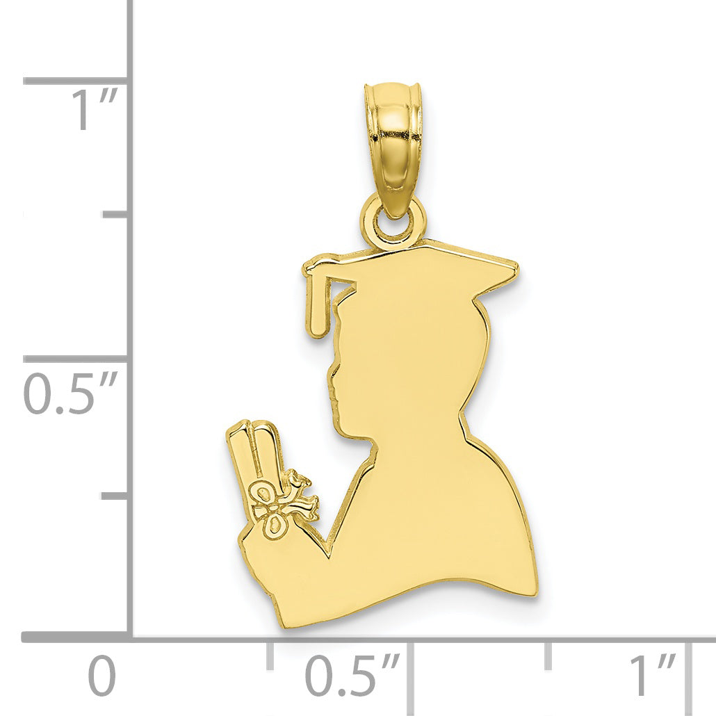 10k Polished Male Graduation Profile Charm