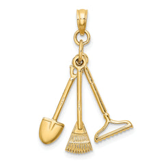 10K 3-D Moveable Garden Tool Collection Charm