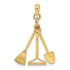 10K 3-D Moveable Garden Tool Collection Charm