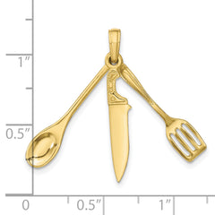 10K 3-D Moveable Spatula, Spoon, and Knife Charm