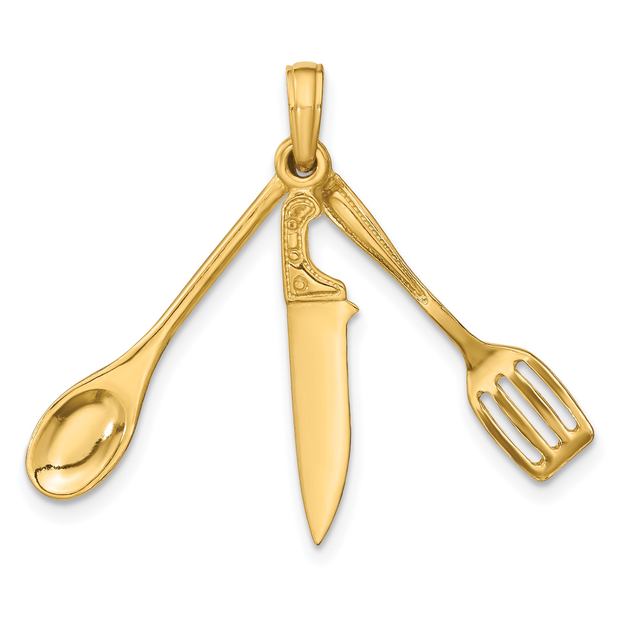 10K 3-D Moveable Spatula, Spoon, and Knife Charm