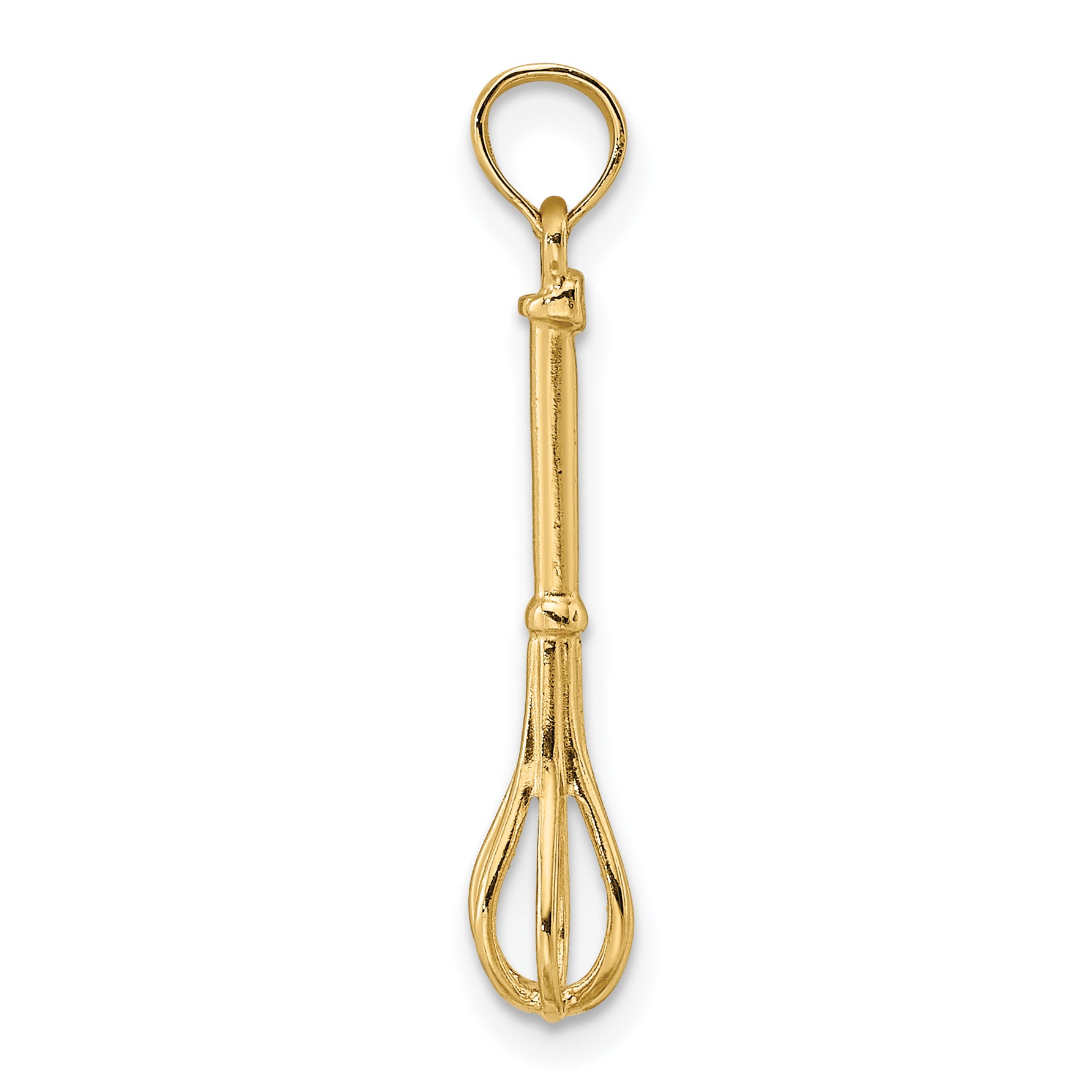 10K 3-D Polished Whisk Charm