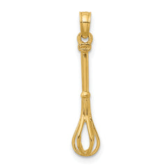 10K 3-D Polished Whisk Charm