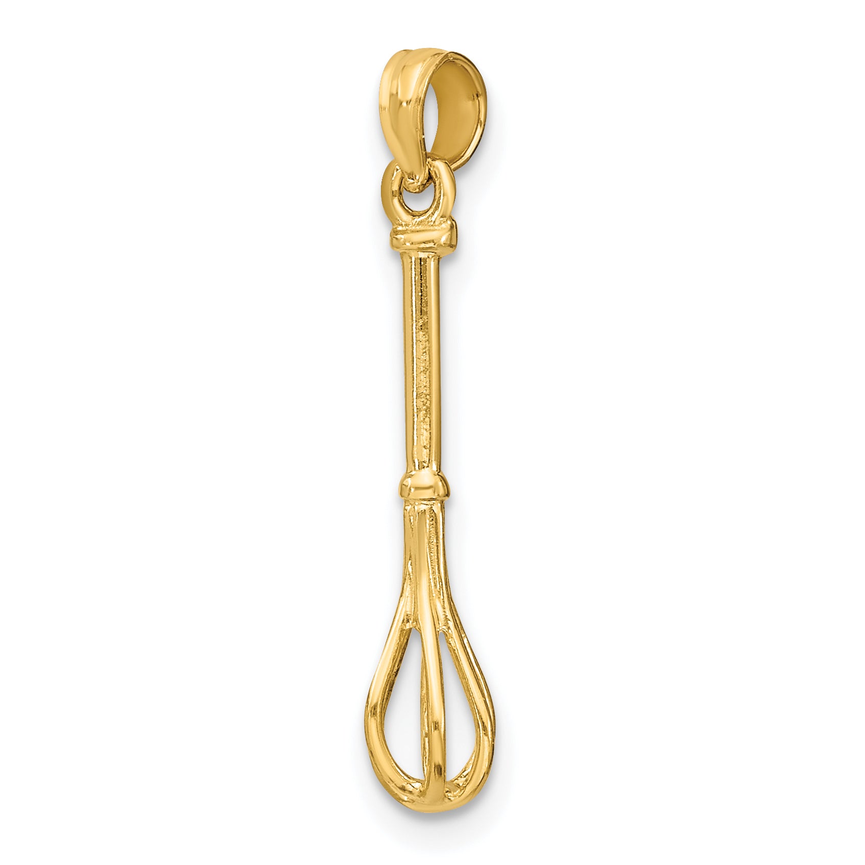 10K 3-D Polished Whisk Charm