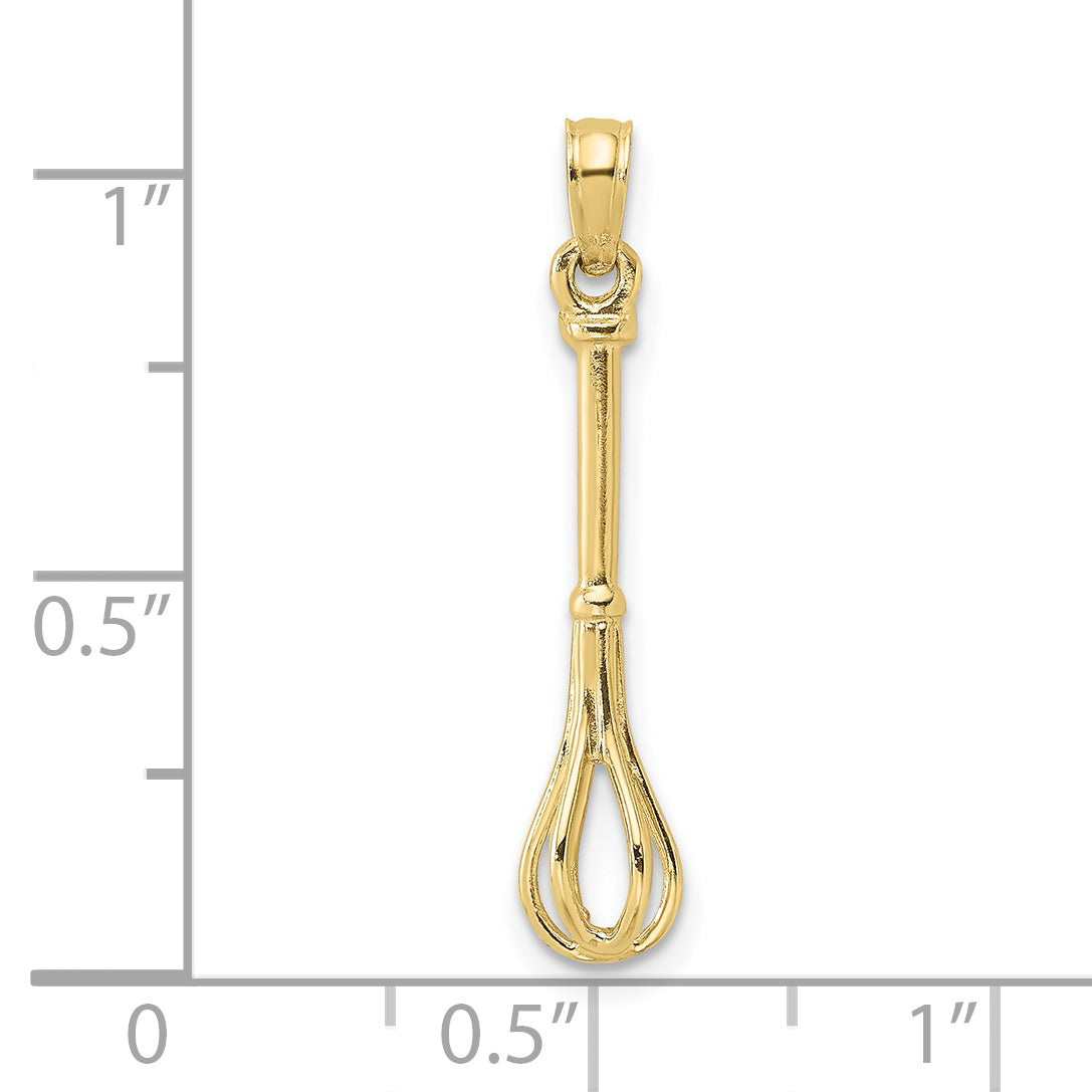 10K 3-D Polished Whisk Charm