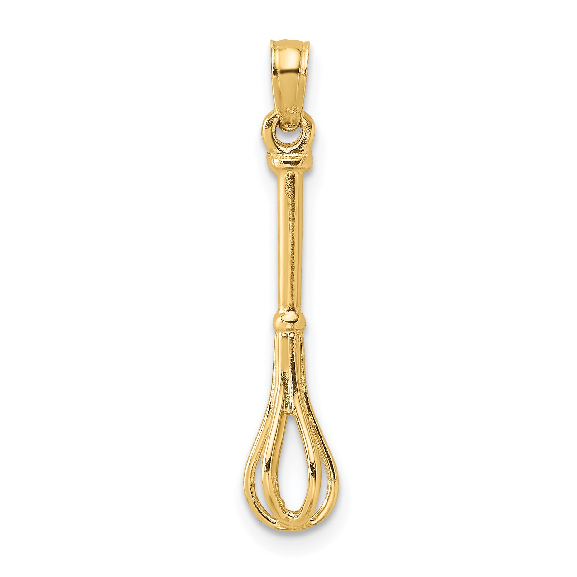 10K 3-D Polished Whisk Charm