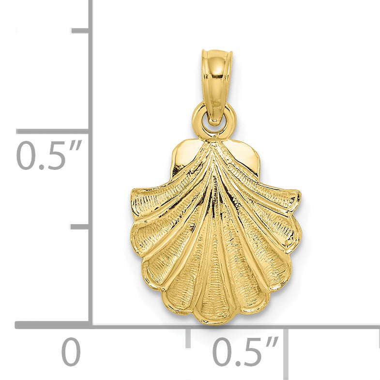 10K 2-D Scallop Shell Charm