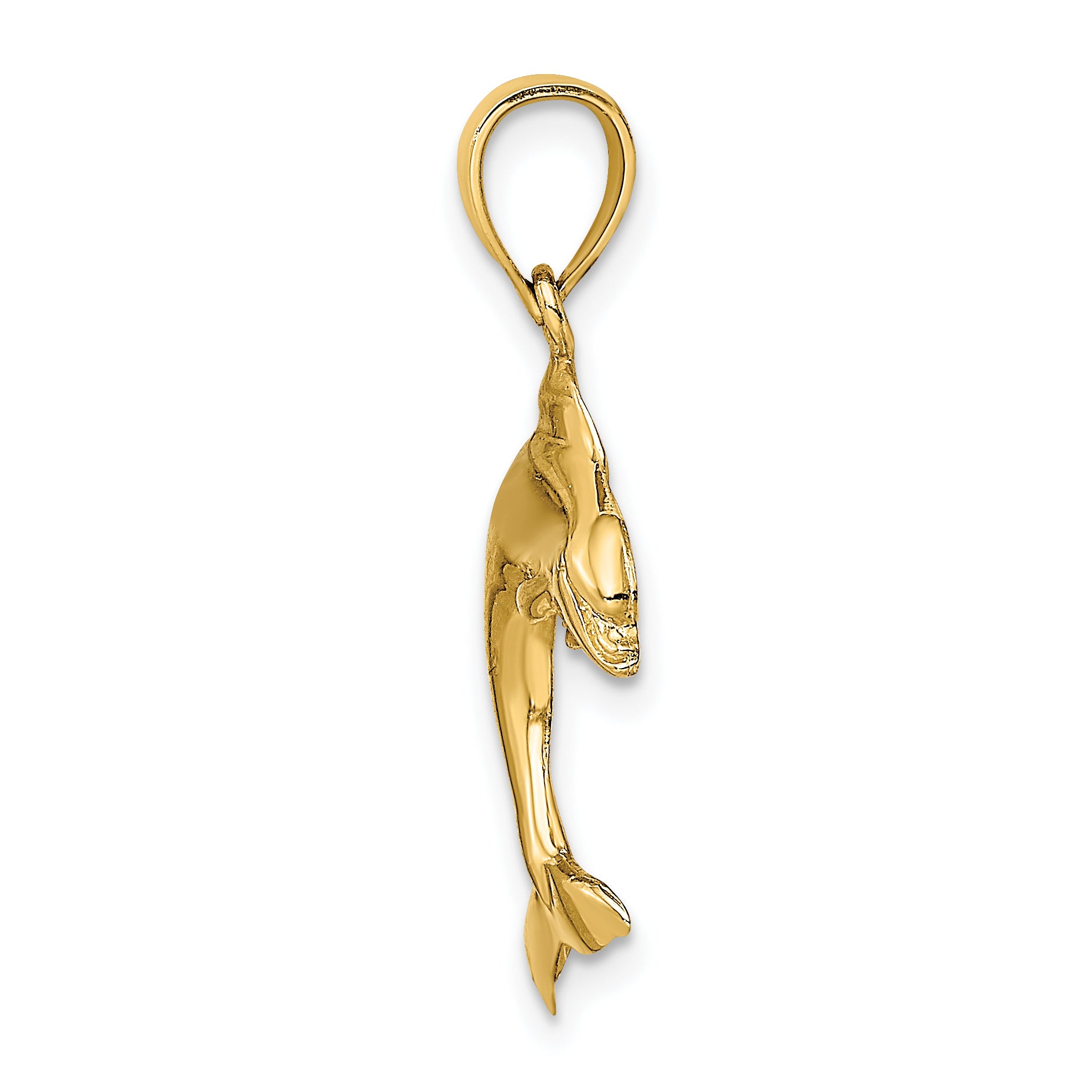 10K 2-D Polished Dolphin Jumping Charm