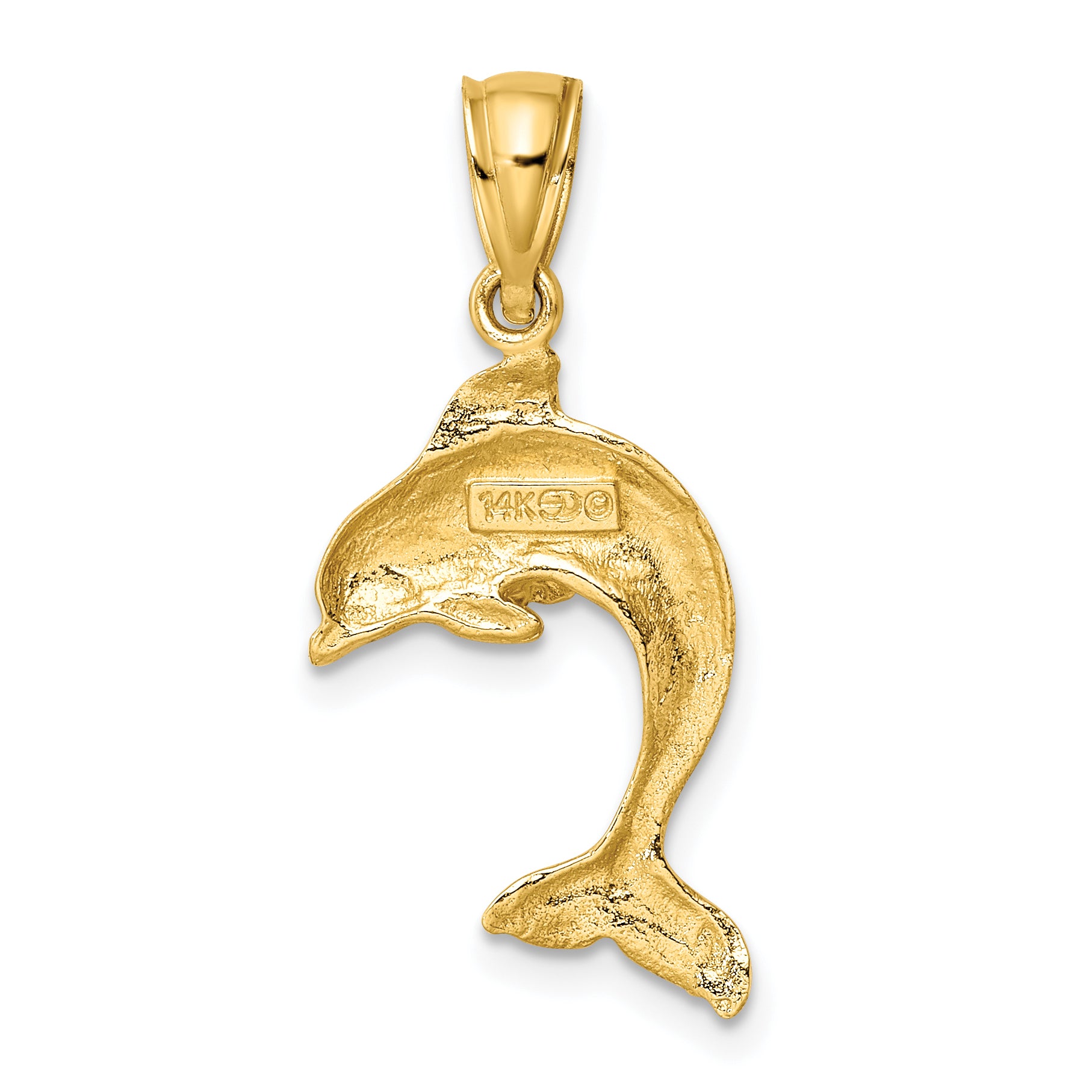 10K 2-D Polished Dolphin Jumping Charm