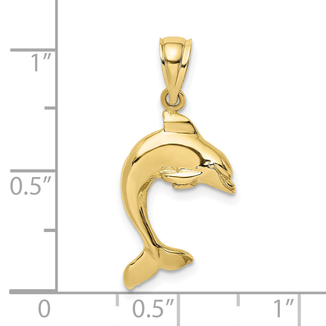 10K 2-D Polished Dolphin Jumping Charm