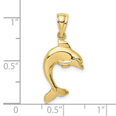 10K 2-D Polished Dolphin Jumping Charm