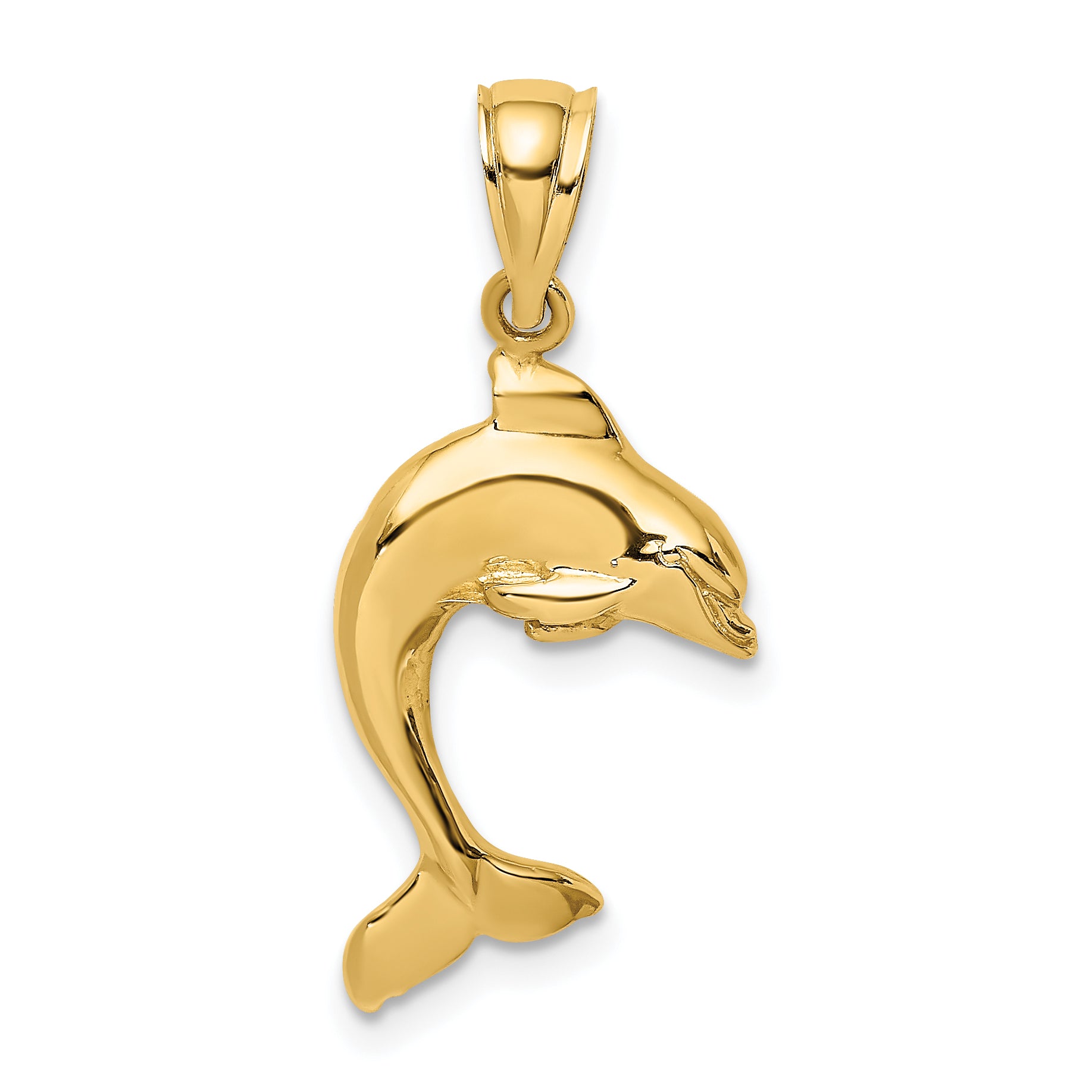 10K 2-D Polished Dolphin Jumping Charm