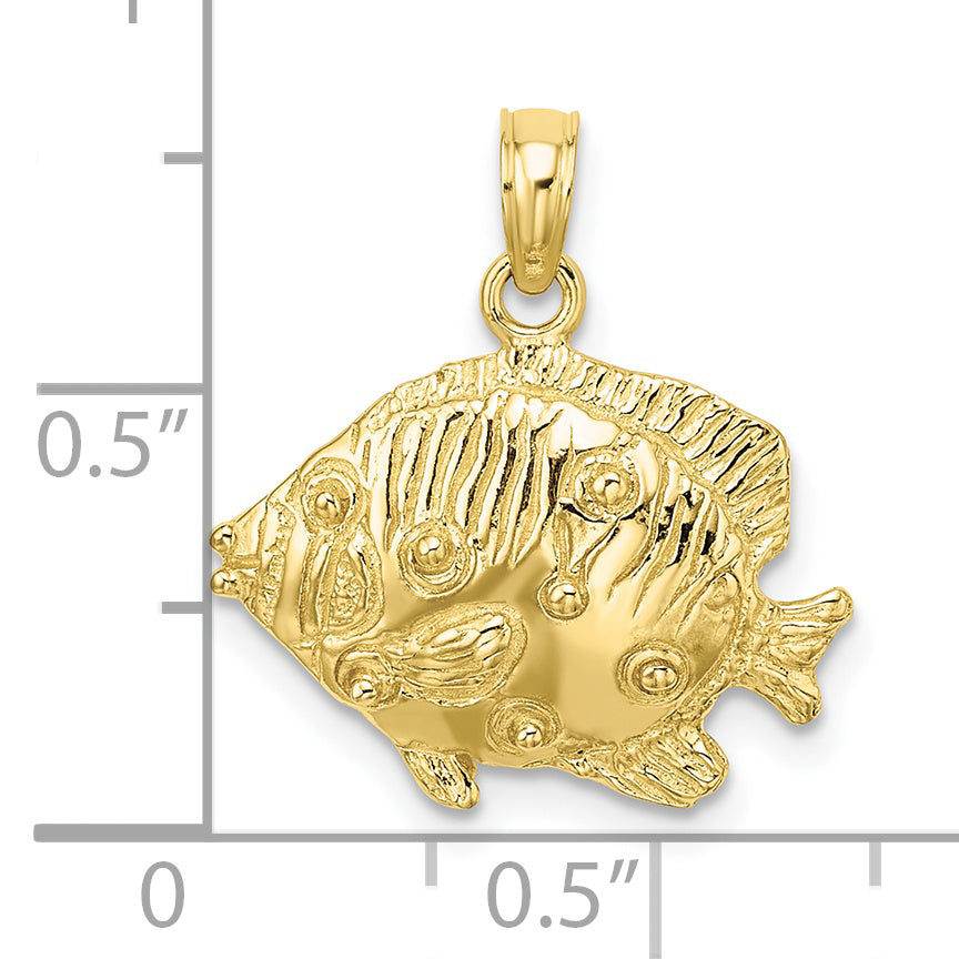 10K 2-D Polished Engraved Fish Charm