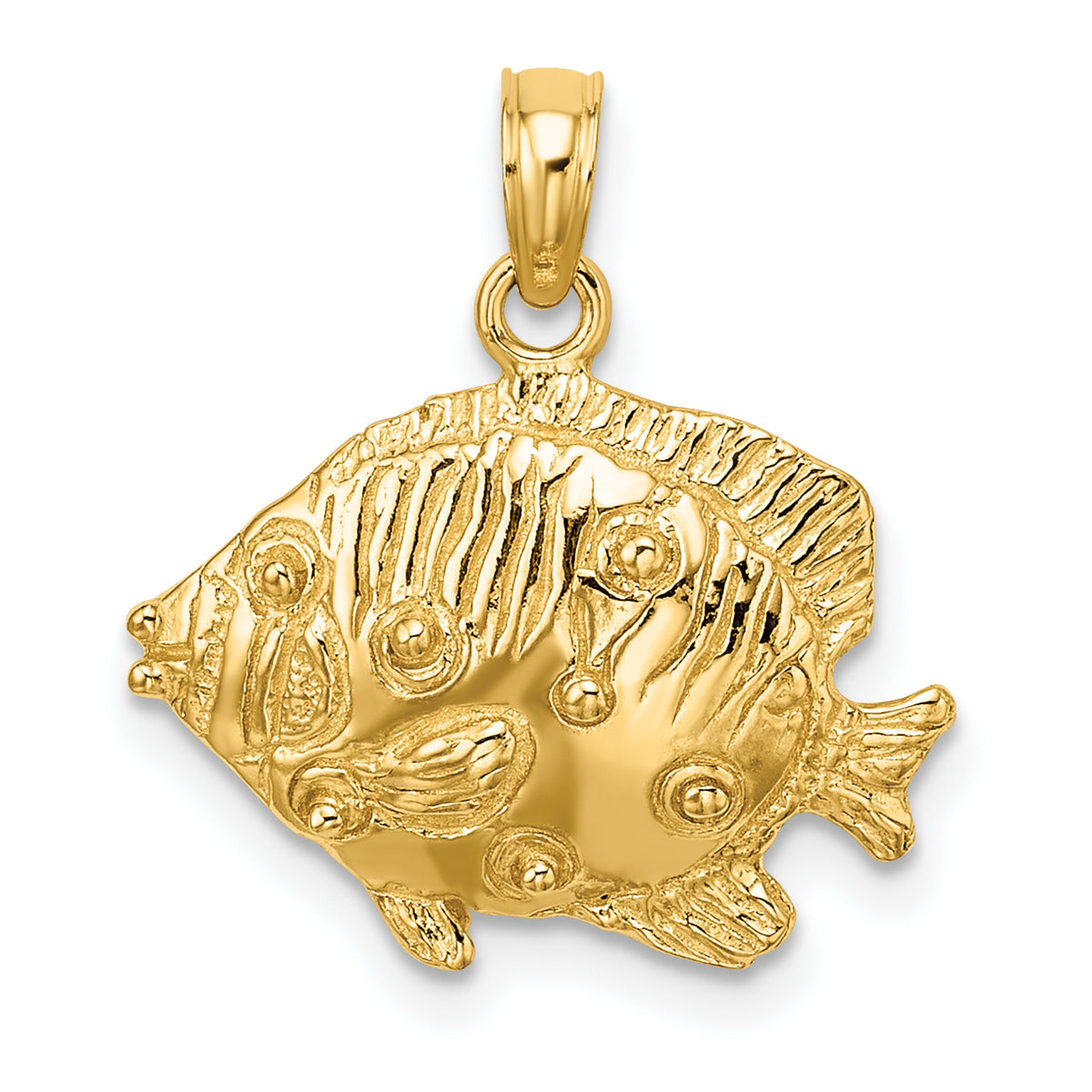 10K 2-D Polished Engraved Fish Charm