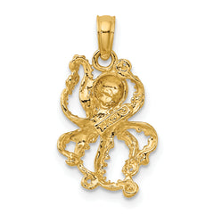 10K 2-D Textured Octopus Charm